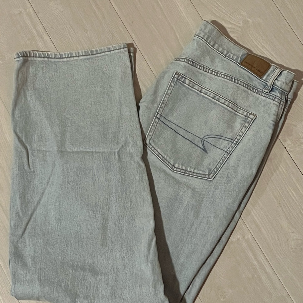 light blue jeans.
